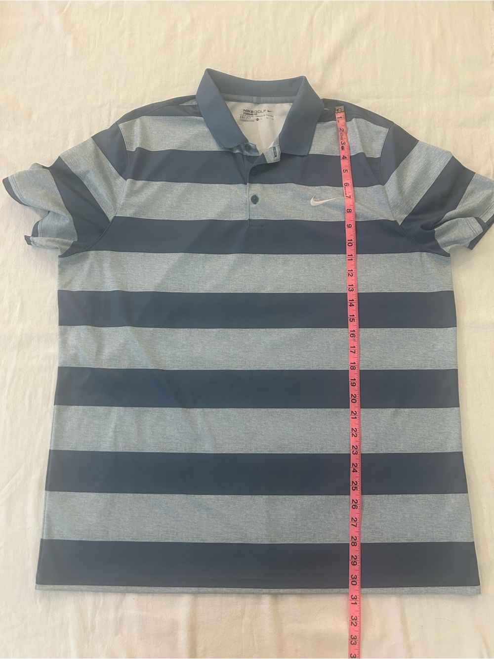 Nike Golf Dri-FIT Polo Shirt Mens XL Blue Gray Striped Short Sleeve Performance - Picture 7 of 7
